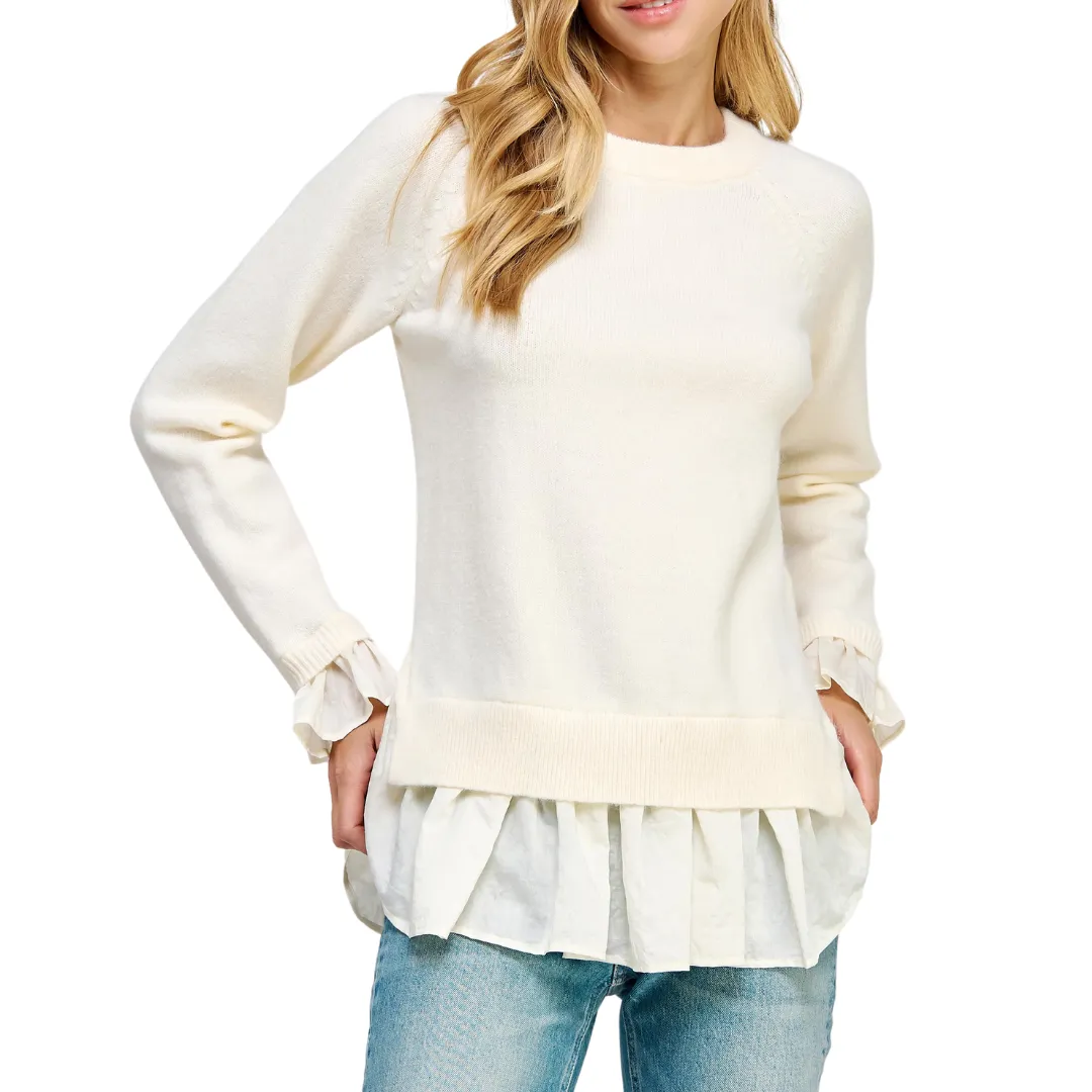 RUFFLE ORGANZA SWEATER BUTTER