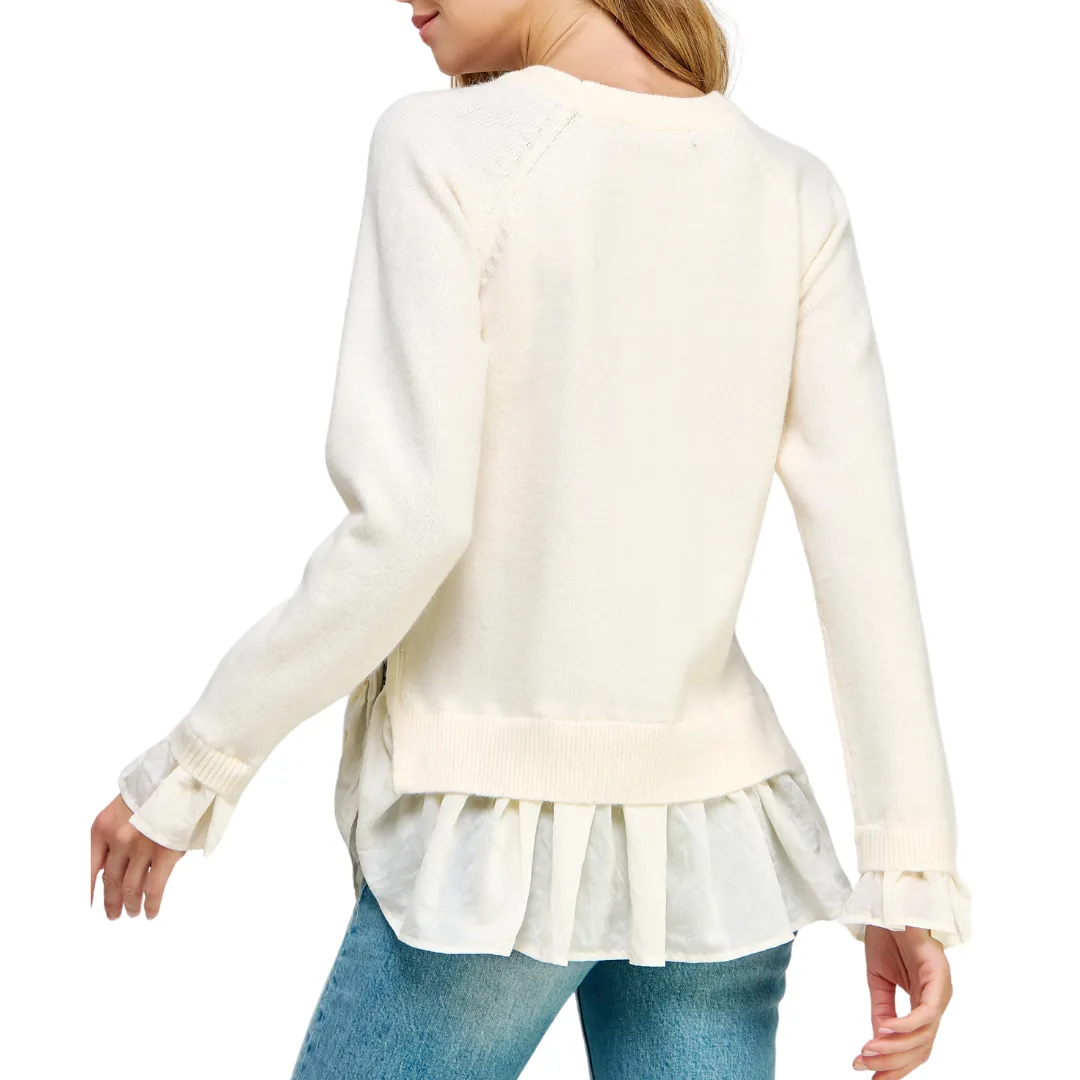 RUFFLE ORGANZA SWEATER BUTTER