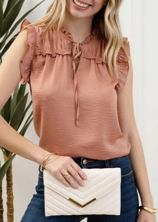 Ruffle Sleeveless Top - 2 Colors!