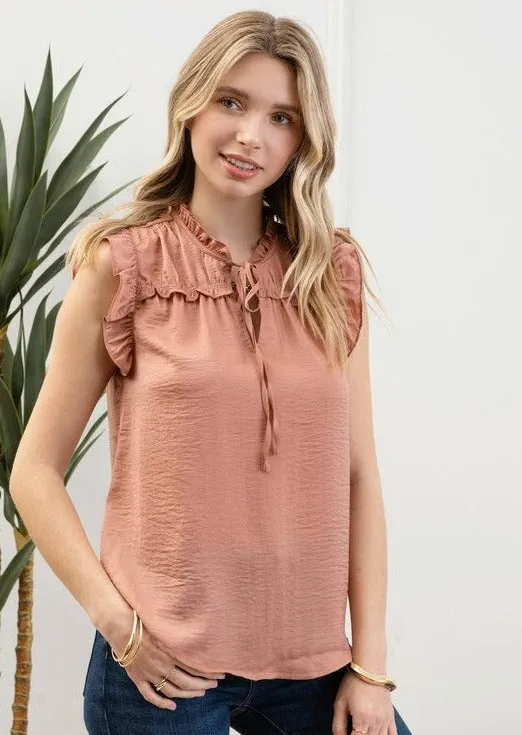 Ruffle Sleeveless Top - 2 Colors!