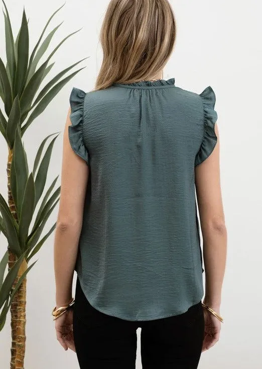 Ruffle Sleeveless Top - 2 Colors!