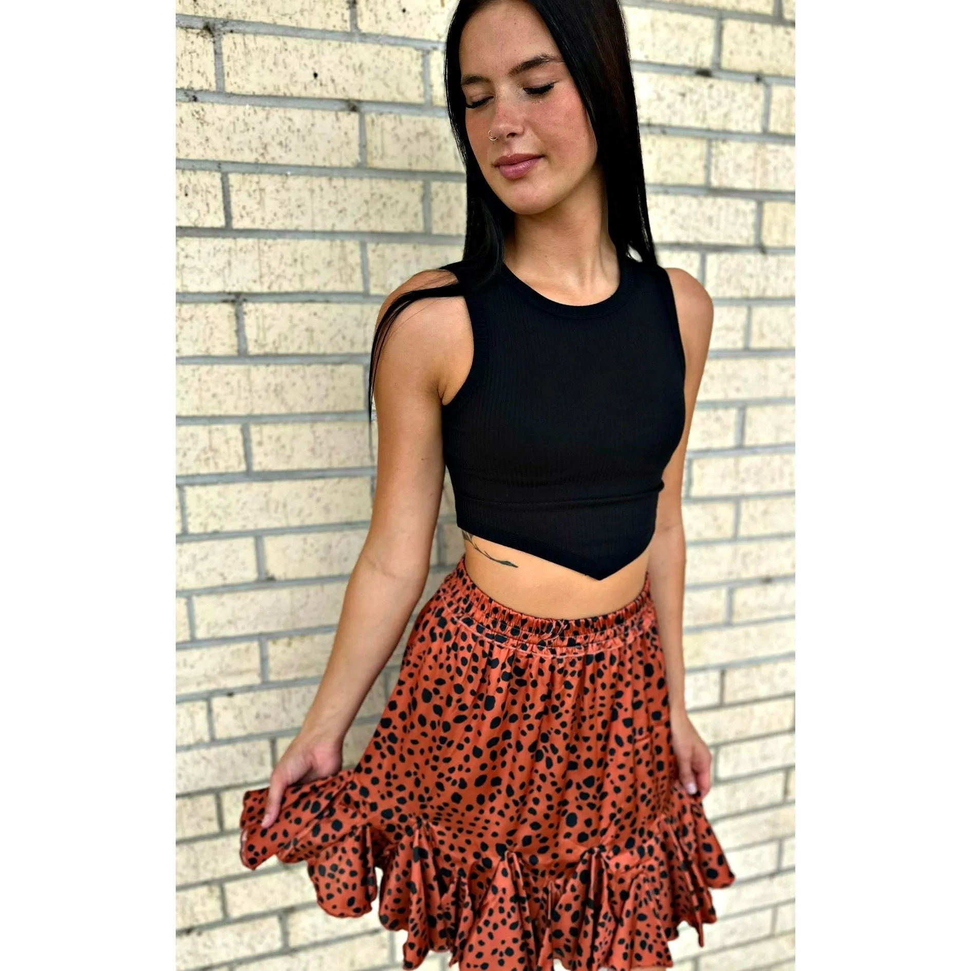 Rust Leopard Skirt