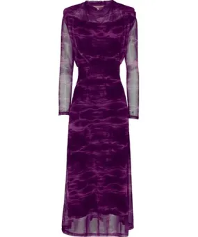 See Iou Women's Pink / Purple Long Sleeve Midi Purple Dress Philippa