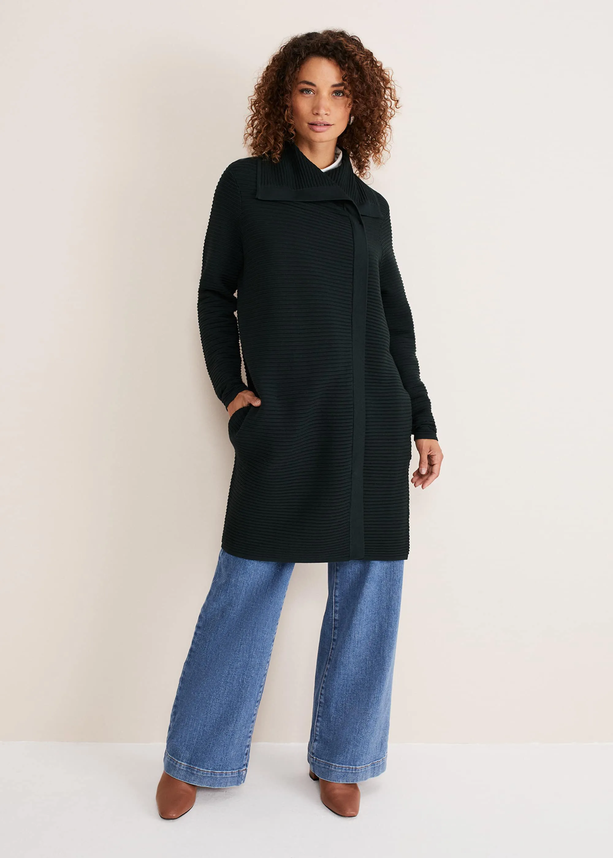 Sophia Ribbed Longline Coat