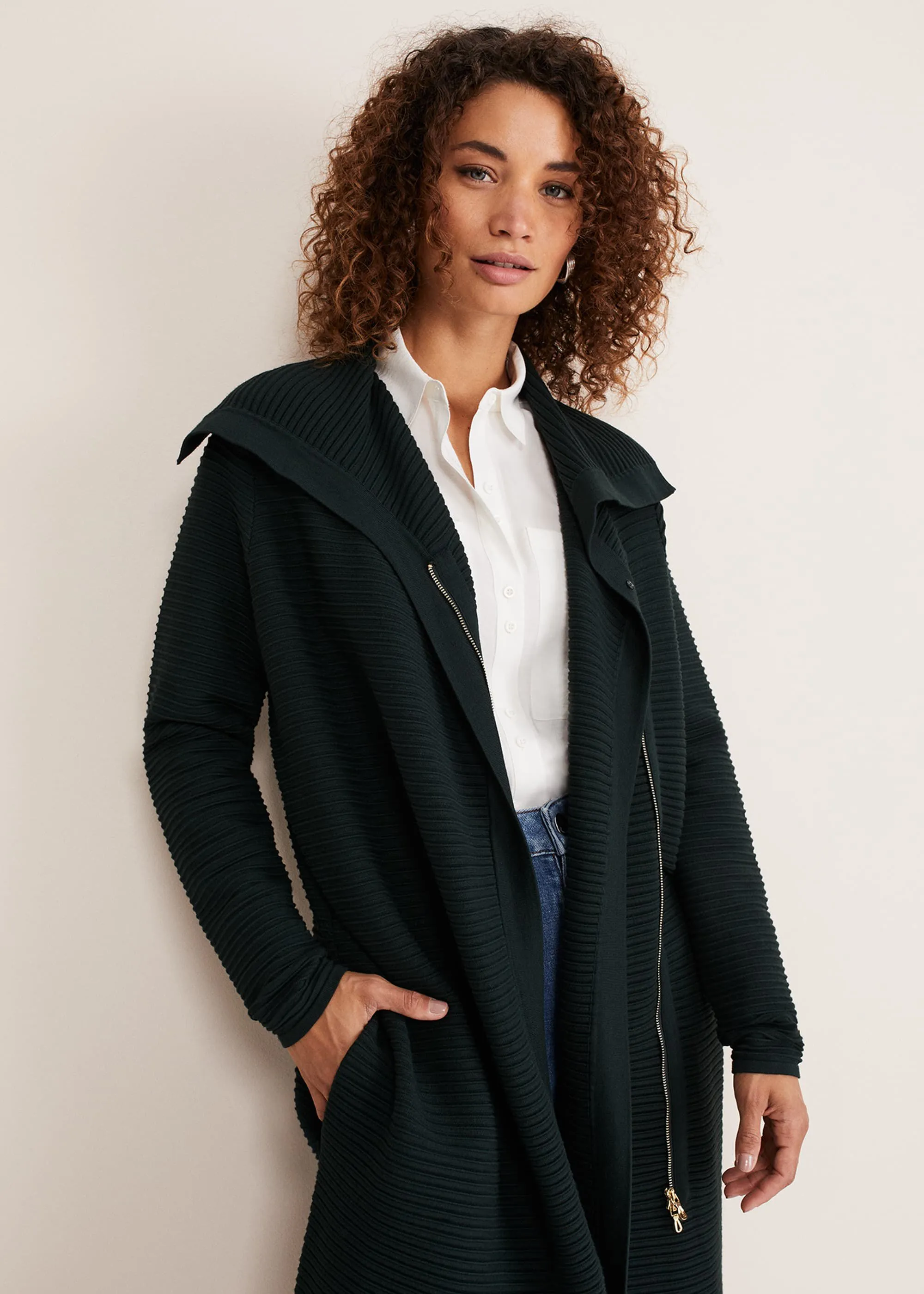 Sophia Ribbed Longline Coat