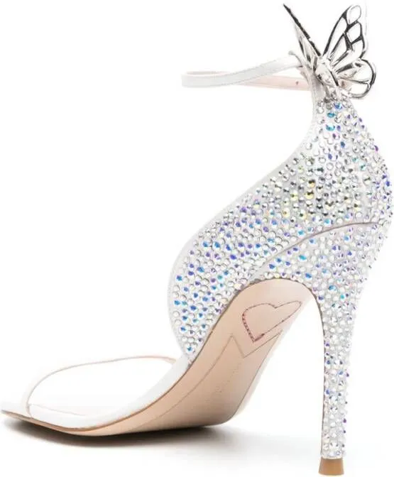 Sophia Webster Mariposa 100mm crystal-embellished sandals White