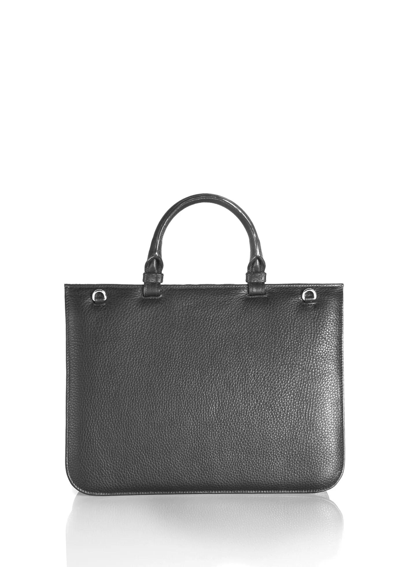 Sydney Convertible Satchel - Black Leather, Labradorite Grommet