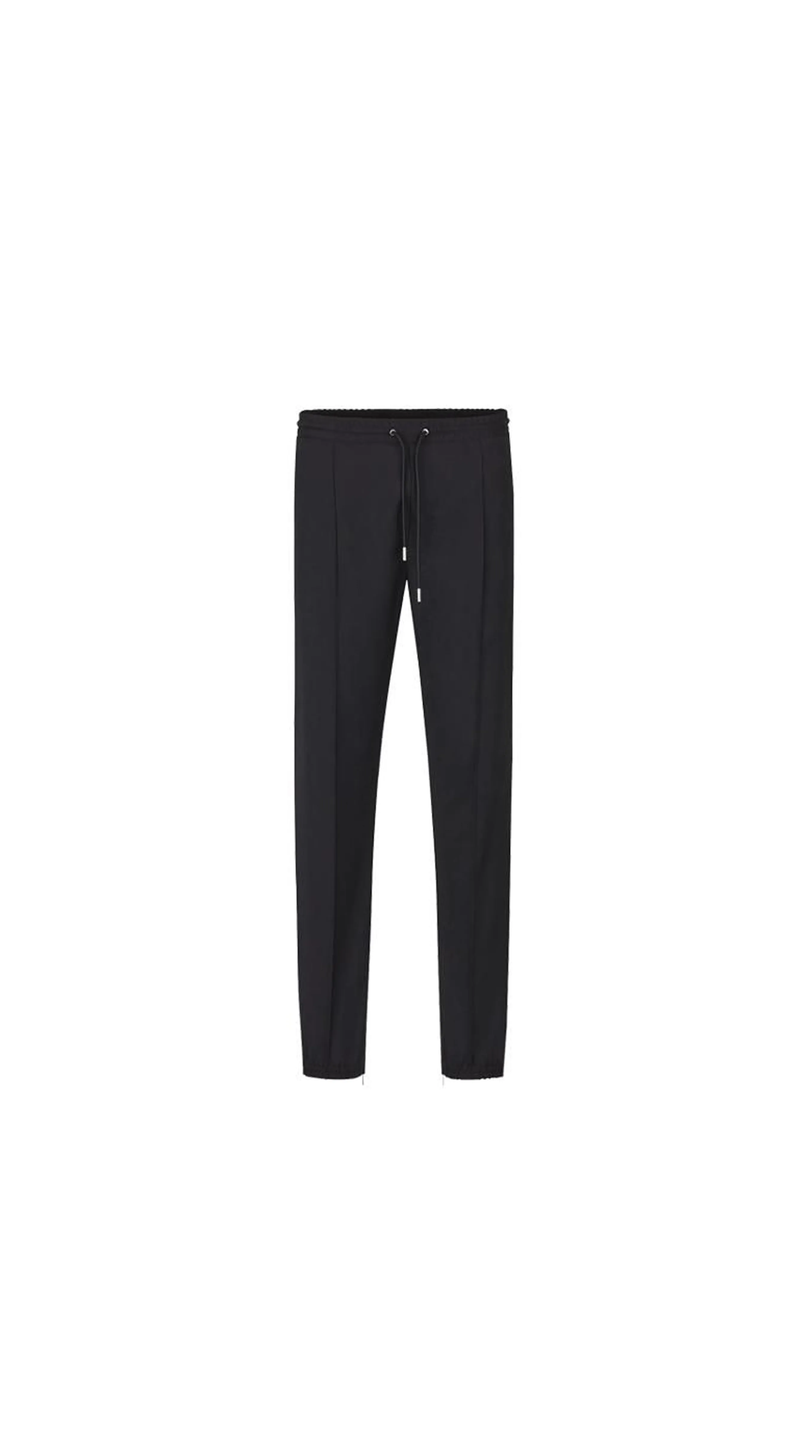 Tailored Track Pants Black Virgin Wool Twill - Black