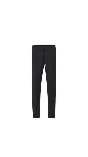 Tailored Track Pants Black Virgin Wool Twill - Black