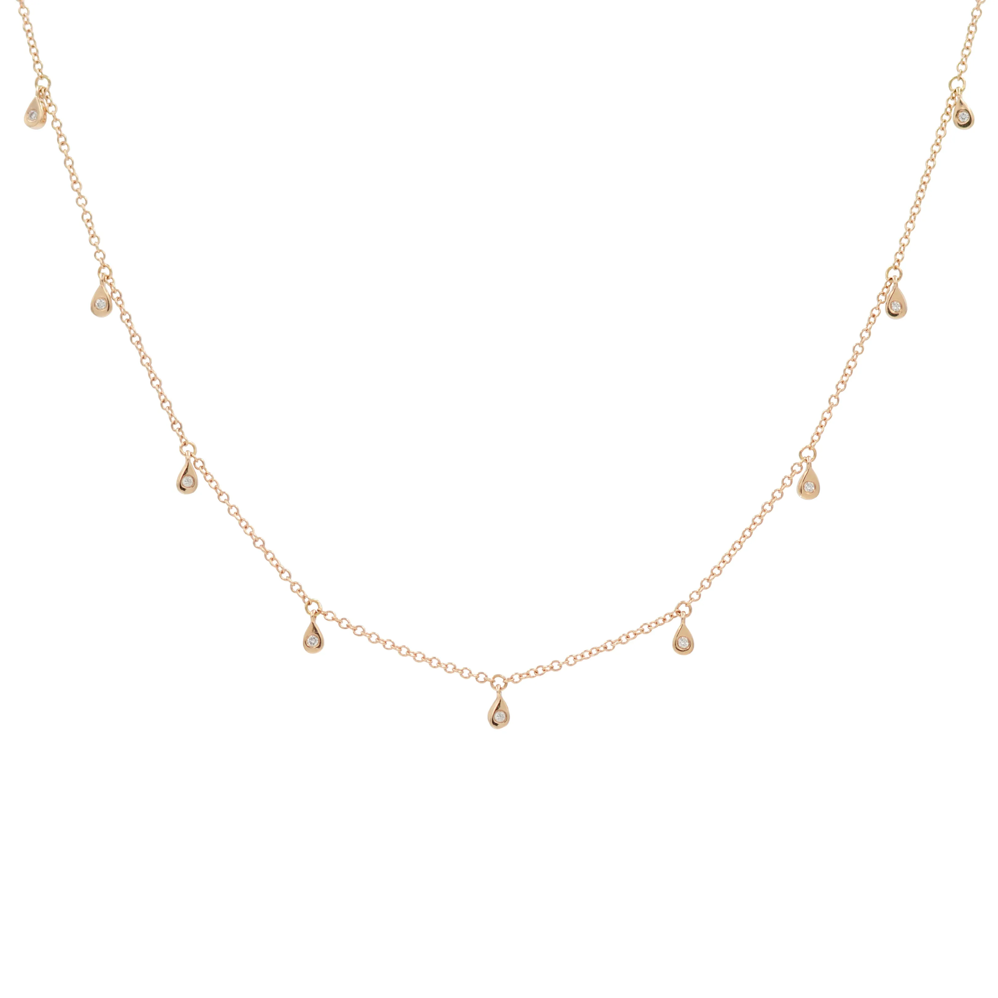 Teardrop Diamond Choker Necklace in 14k Rose Gold