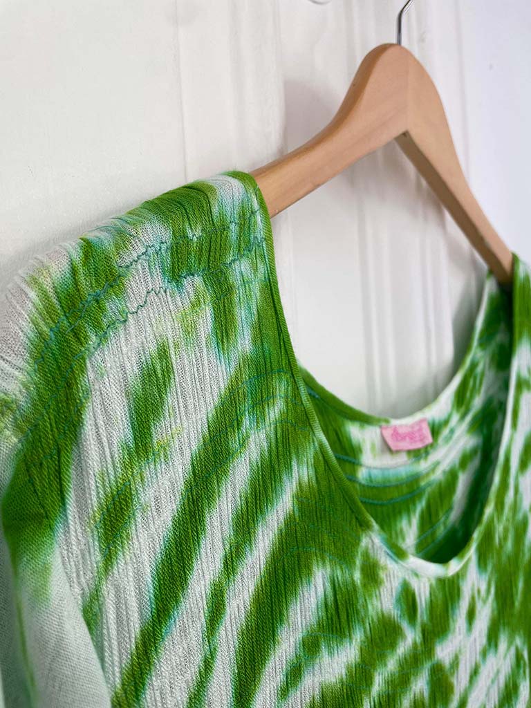 Tie Dye Shirred Midaxi Dress - Apple