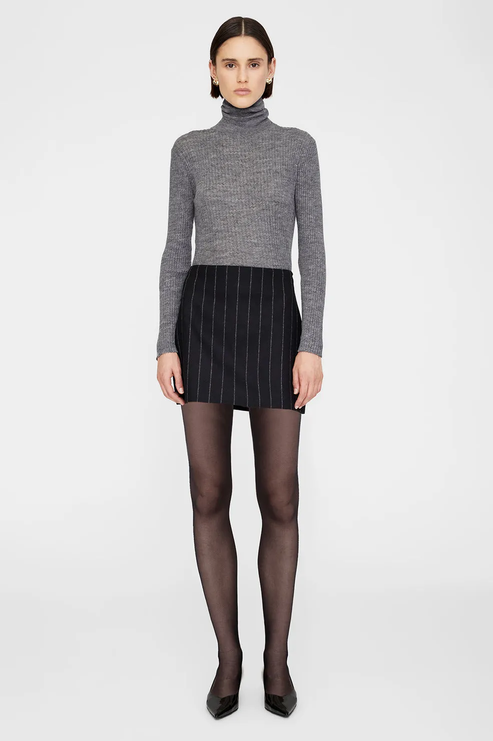 Tierra Skirt - Dark Grey Pinstripe