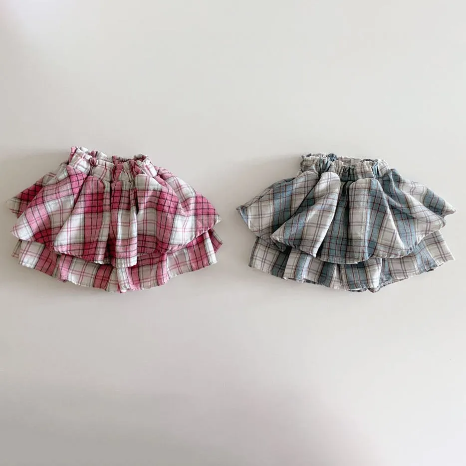 Toddler Plaid Skirt Shorts (1-7y) - Blue