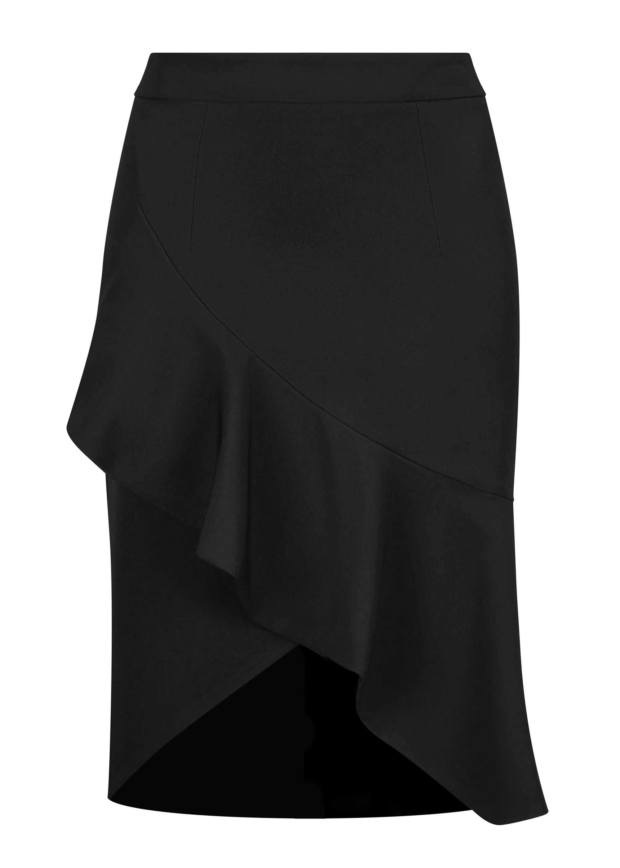 Twill Ruffle Skirt - LOWIANA in BLACK