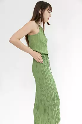 Twisted Maxi Halter Dress | Matcha