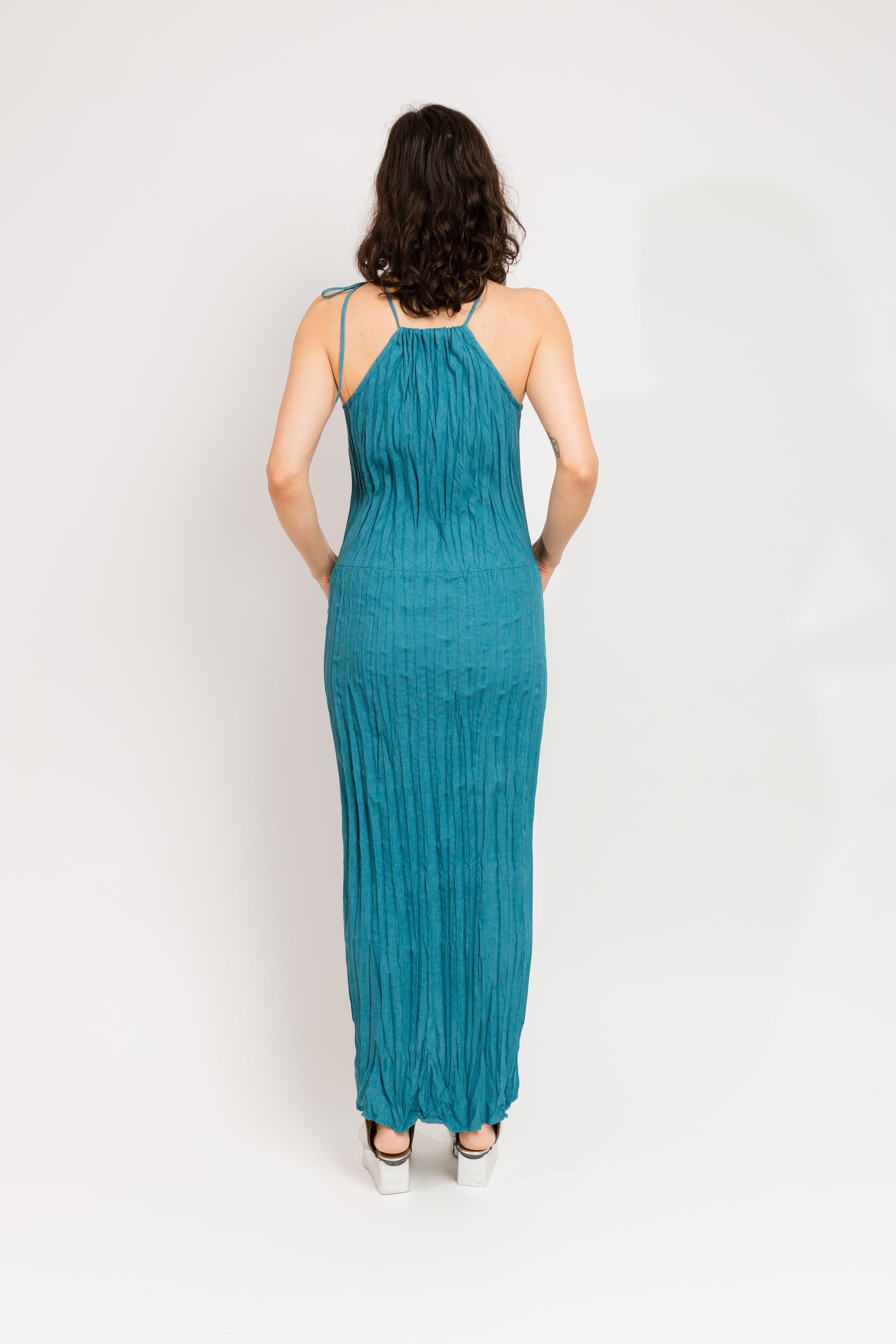 Twisted Maxi Halter Dress | Teal