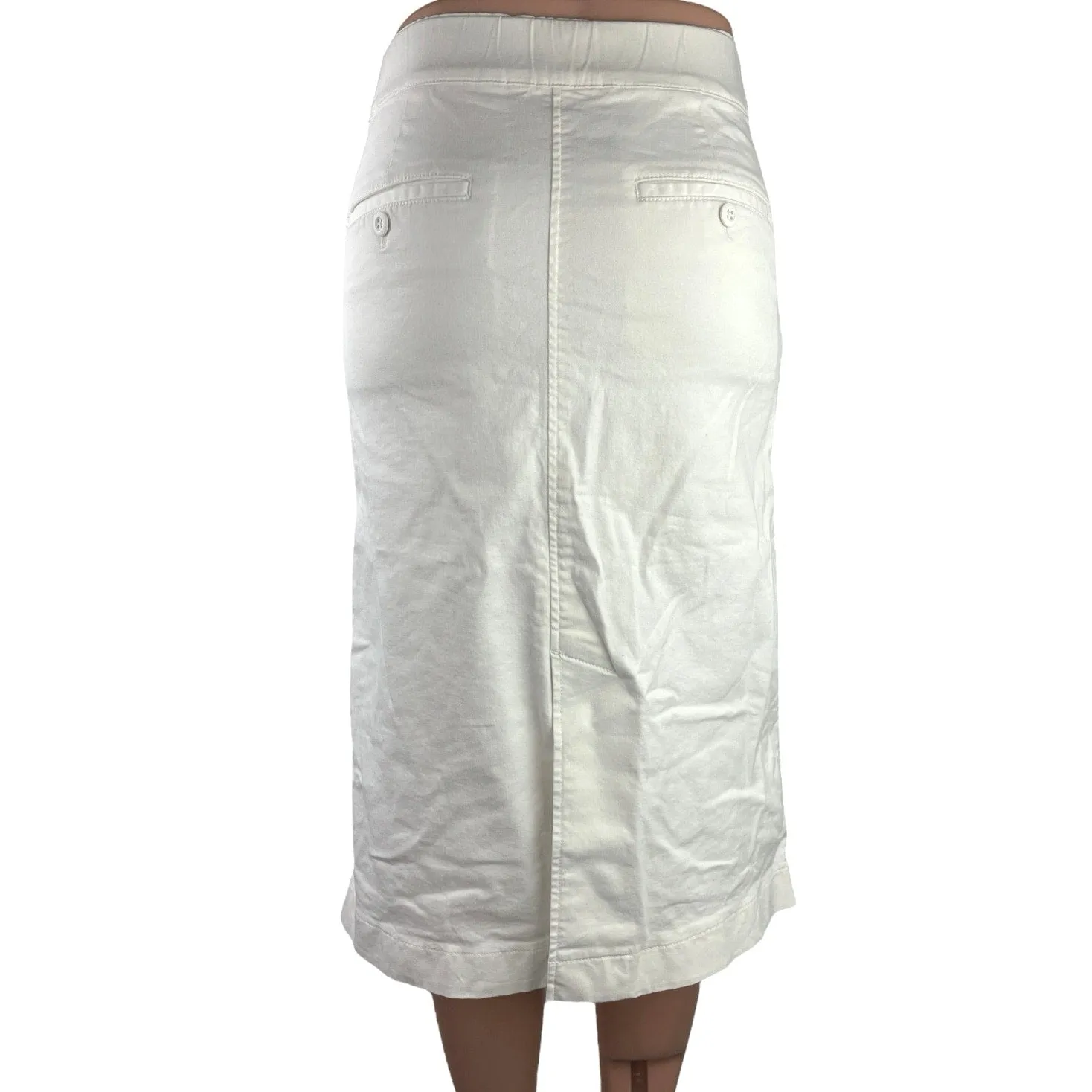 Uniqlo White High Waisted Stretch Back Slit Pencil Denim Midi Skirt Size XXS