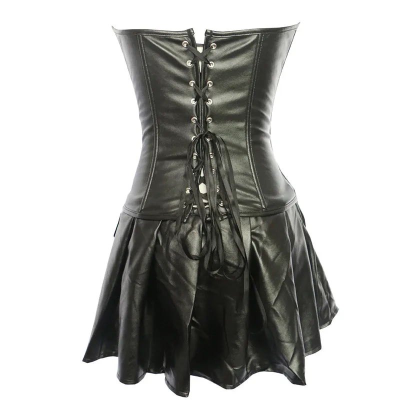 Unique Lace up Corset Skirt, Gothic Overbust Zipper Corset,