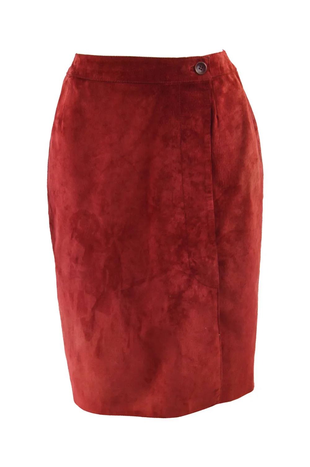 Vintage Cherry Red Suede Skirt, 1980s