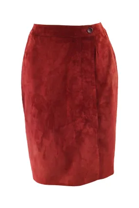 Vintage Cherry Red Suede Skirt, 1980s