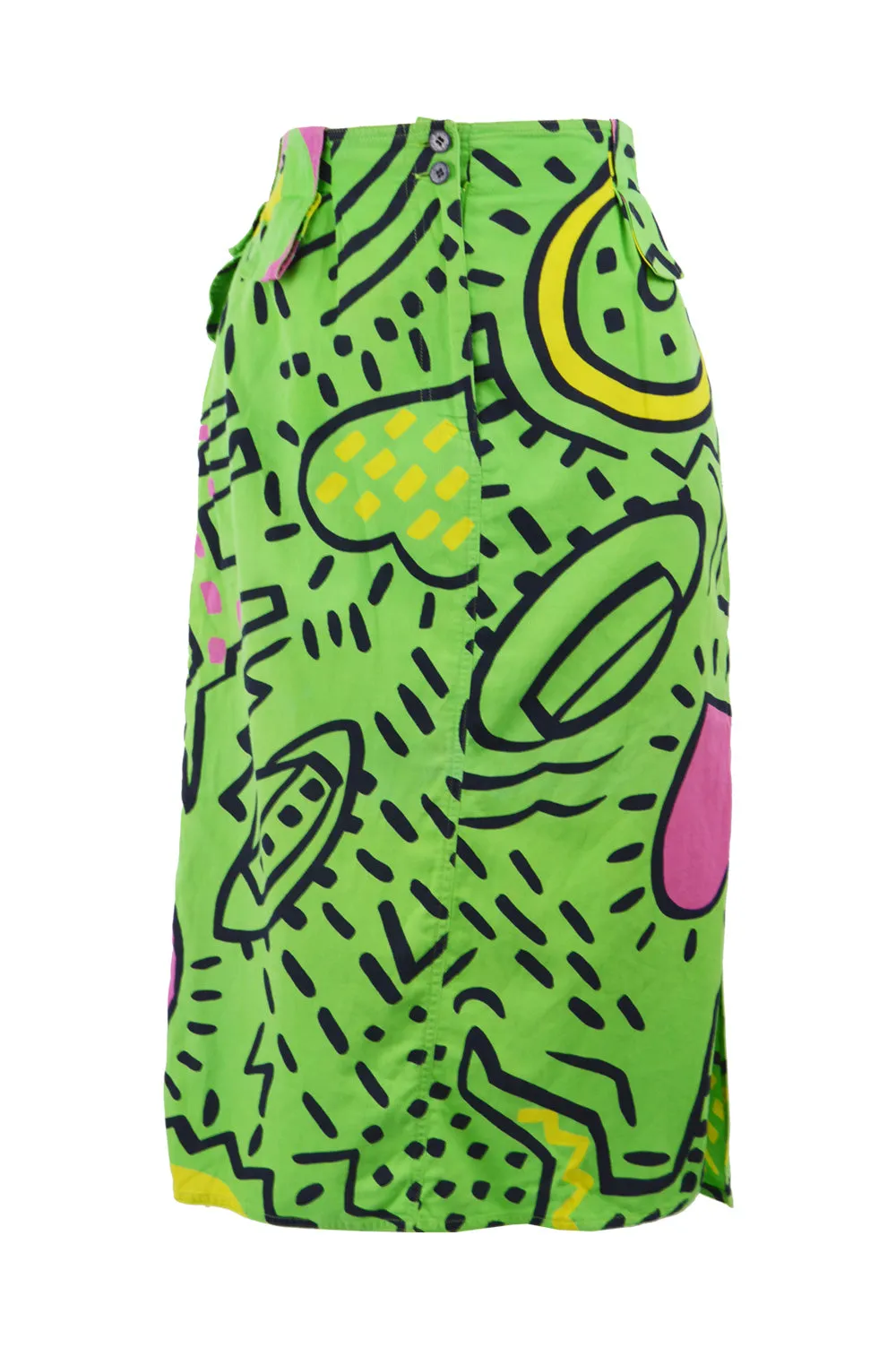 Vintage Green Cotton Keith Haring Collaboration Skirt, S/S 1985