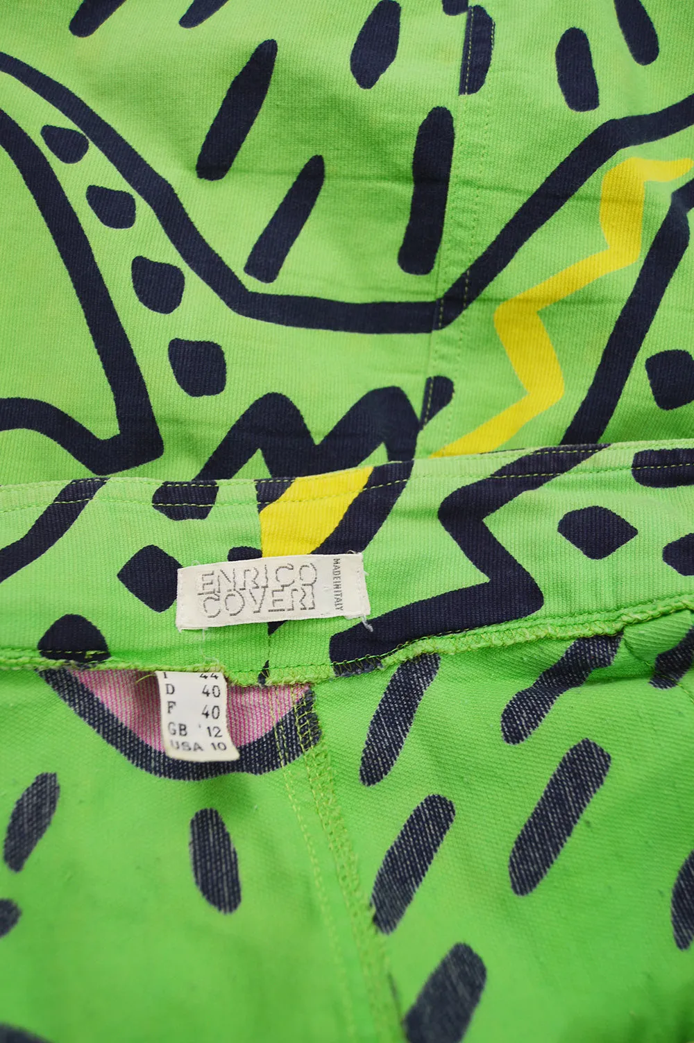 Vintage Green Cotton Keith Haring Collaboration Skirt, S/S 1985