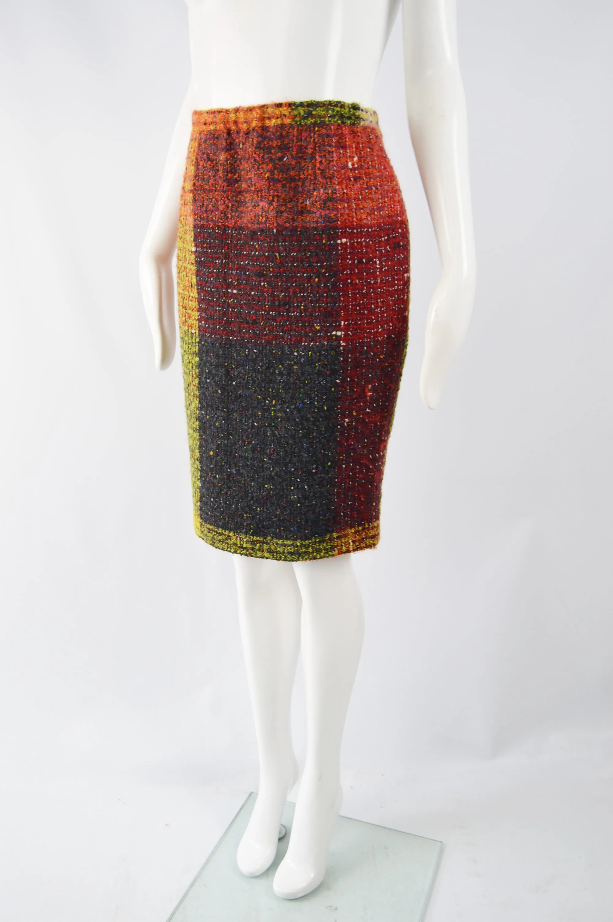 Vintage Wool & Mohair Checked Boucle Skirt, 1980s