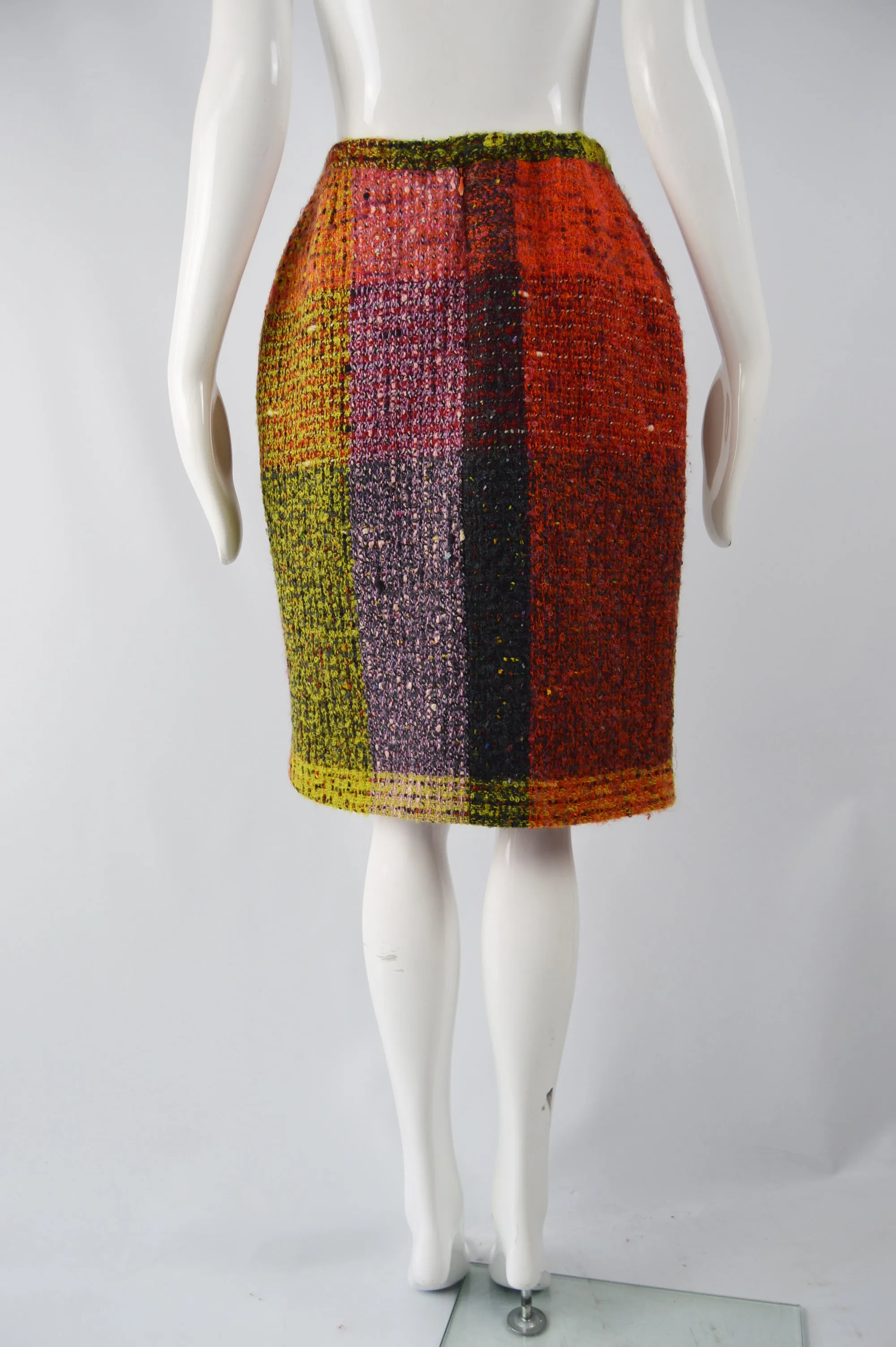 Vintage Wool & Mohair Checked Boucle Skirt, 1980s