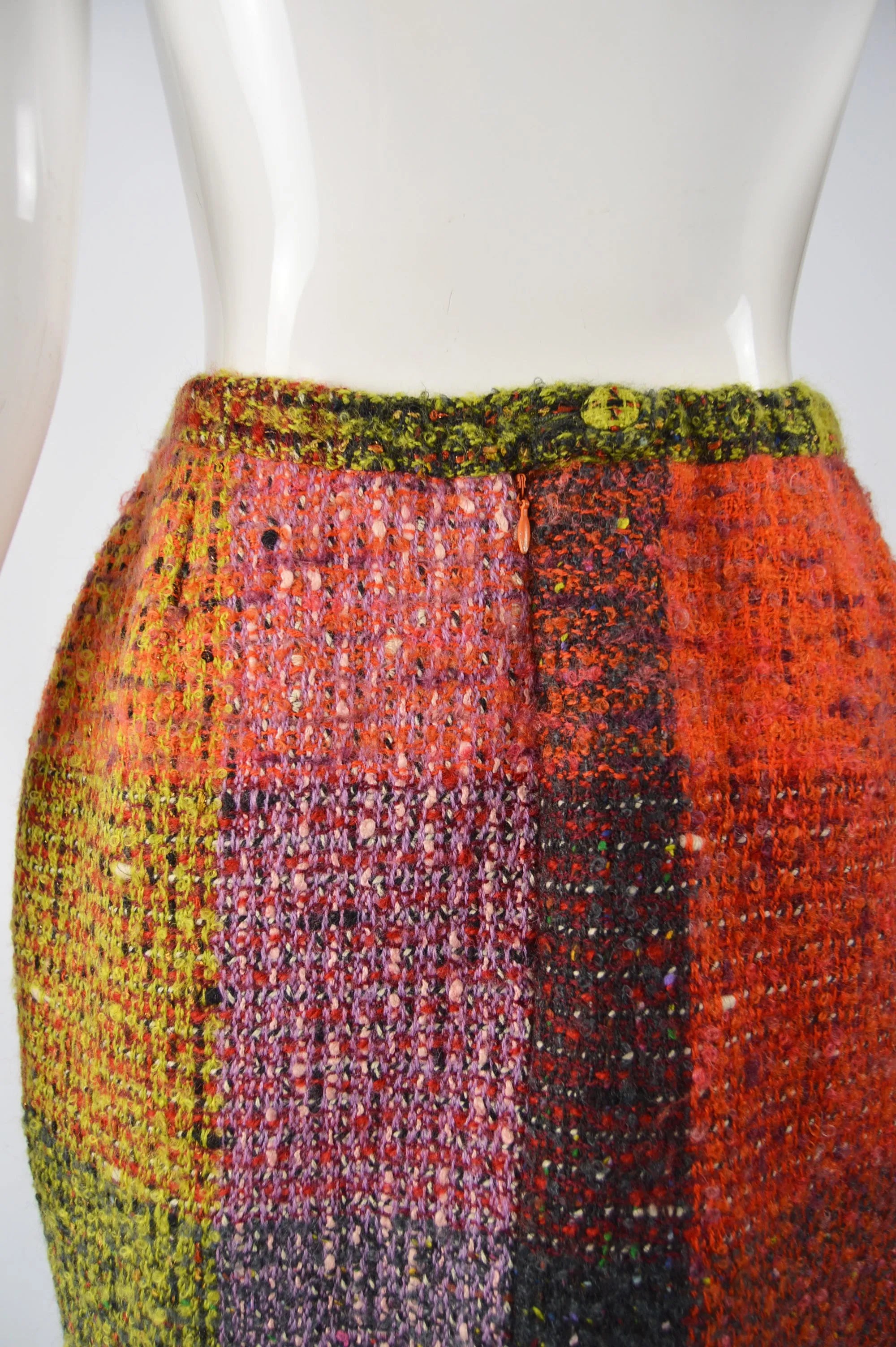 Vintage Wool & Mohair Checked Boucle Skirt, 1980s