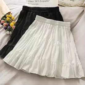 WHITE/BLACK SWEET WAIST SKIRT BY70109