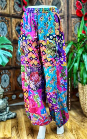 WILD BLOOMS PURPLE COTTON HAREM PANTS -  XL (079)