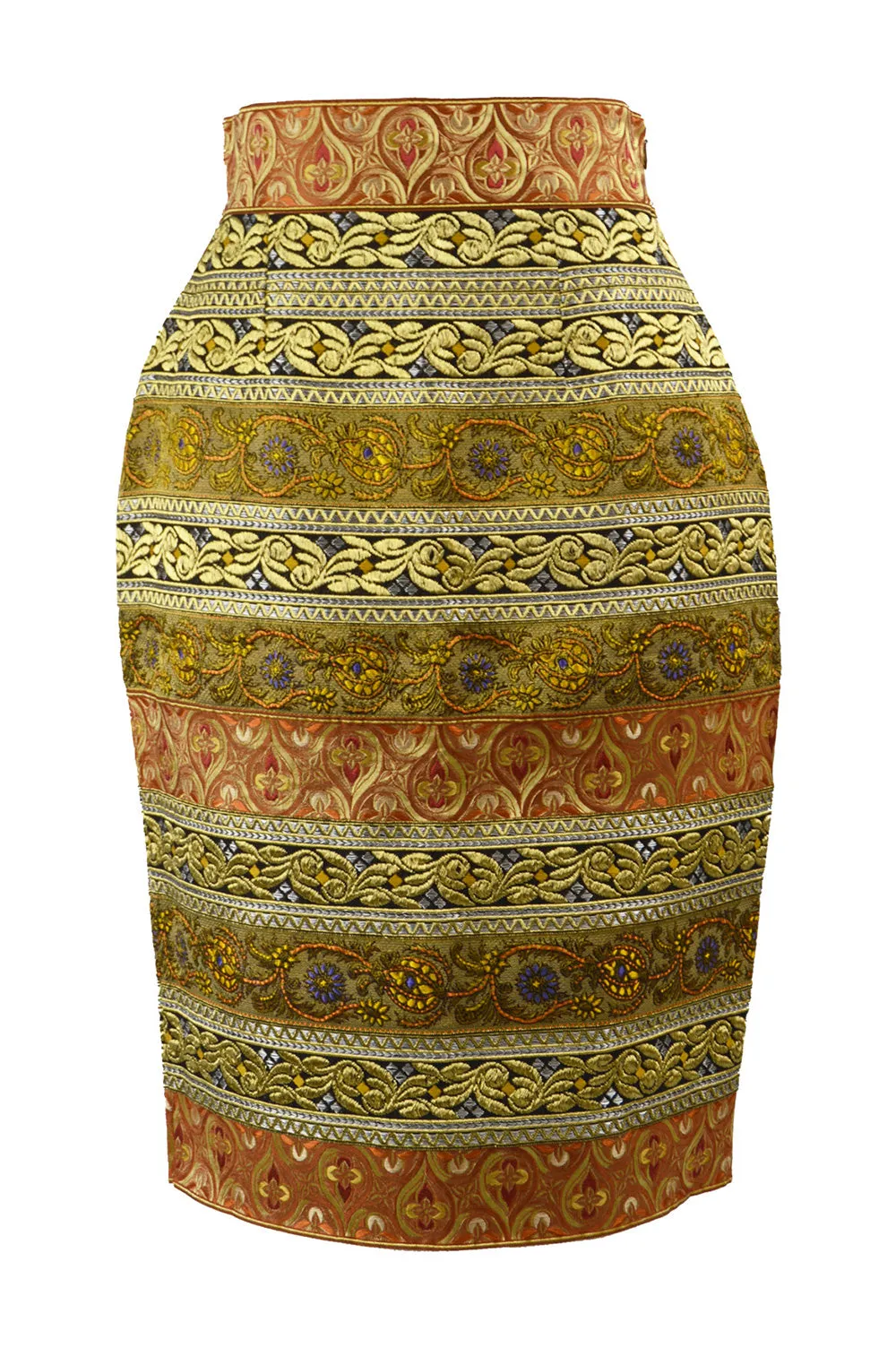 Women's Vintage Red & Gold Brocade Skirt, A/W 1989